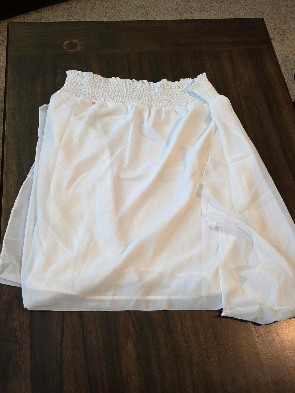 Plus Size White Shirred Waist Flowy Beach Cover-Up Skirt